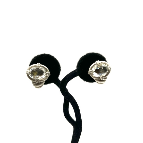 Judith Ripka Silver Earrings with Clear Gemstone